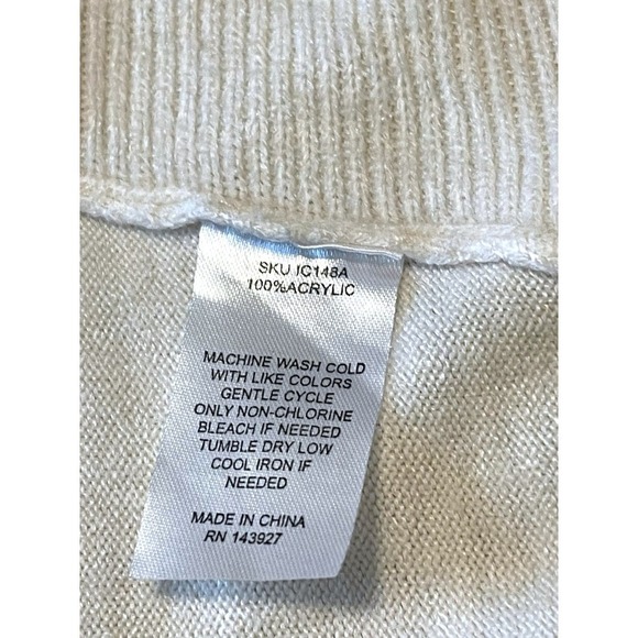 Absolutely Creative Worldwide Asymmetric Shawl Knit Sleeveless Women's Cream S - Picture 4 of 9